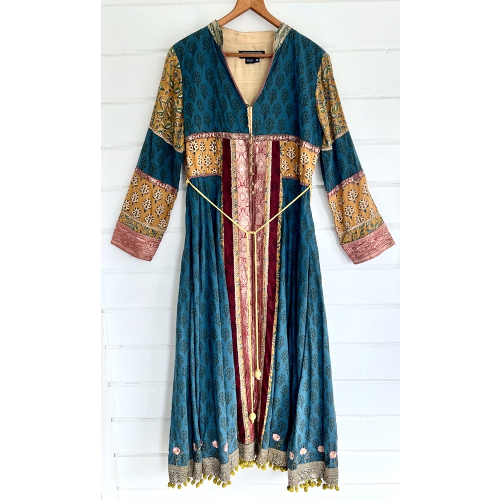 STUNNING! Vintage J. PETERMAN '70's Embellished Indian Maxi Dress - M